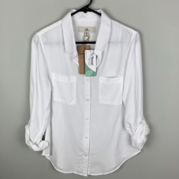 NWT Thread and Supply "GINGER" white XL button-down blouse - super SOFT fabric - Picture 1 of 12